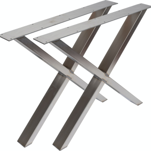 Oscar, Understel til spisebord, Krydsstel, rustfrit stål, H71,5x75,5x8 cm